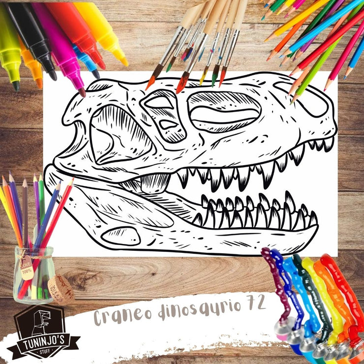 Poster para colorear de Craneo de Dinosaurio 72