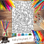 Poster de números para colorear "Baby Elephant  27"