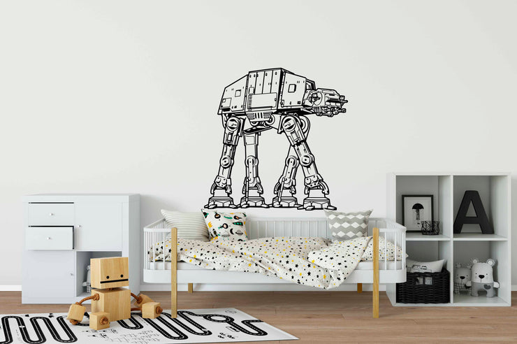 Vinil decorativo Star Wars. Vinilo del AT-AT de Star Wars Decoración de Star Wars Recorte de Vinilo de alta calidad Vinilo de pared Star Wars Decoración temática de Star Wars Vinilo decorativo del AT-AT Vinilo de alta calidad Vinilo galáctico Vinilo fácil de instalar Vinilo de Star Wars