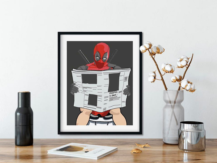 Cuadro decorativo Deadpool baño Decoración humorística baño Marvel Cuadro divertido para baño Decoración original para baño Cuadro Deadpool retrete Cuadro decorativo Marvel Decoración divertida para hogar Cuadro decorativo humorístico Cuadro decorativo niños adultos Decoración única baño