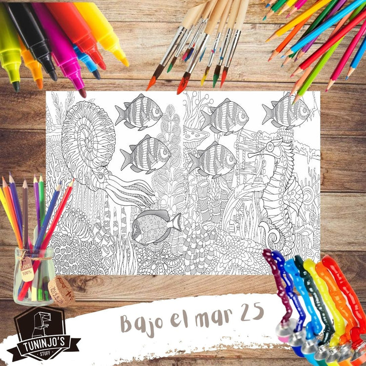 Poster para colorear Bajo el mar 25