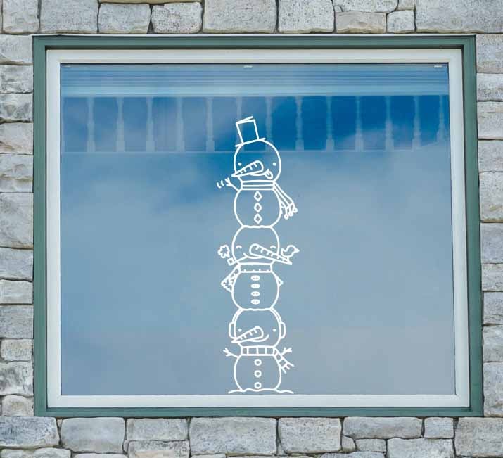Vinil Decorativo Navideño | Muñecos de Nieve en Torre Divertida