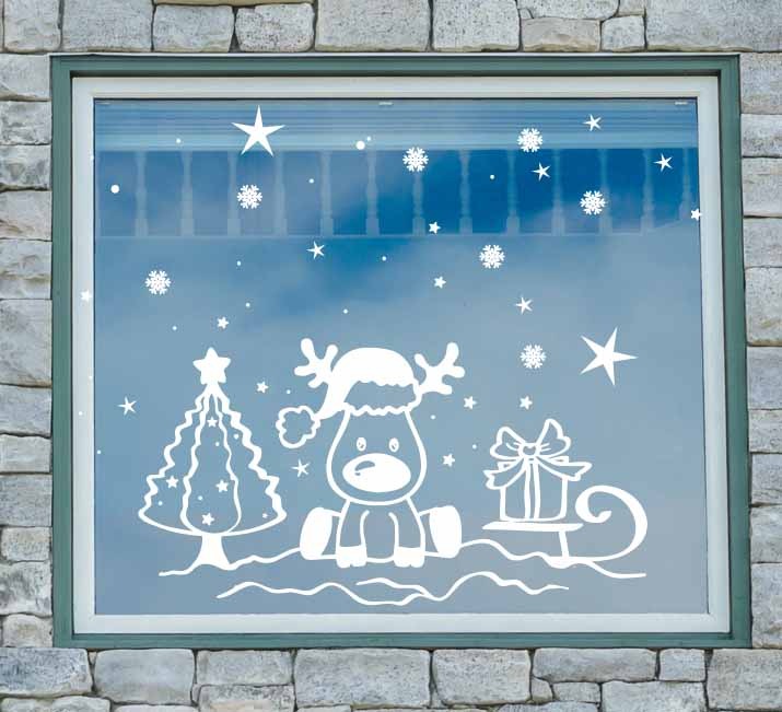 Decoración navideña infantil con vinil de reno y árbol navideño