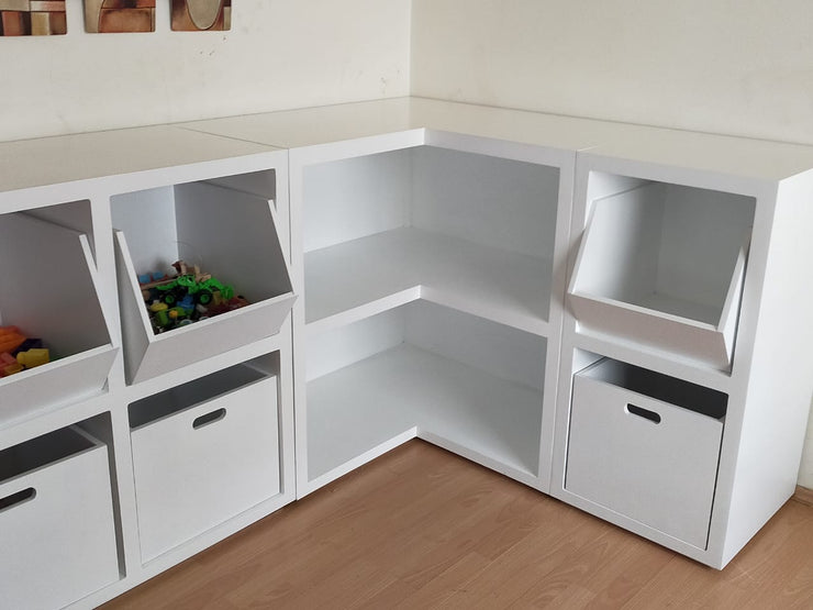 Mueble Juguetero Esquinero Organizador de Juguetes Almacenamiento Infantil Instalación Gratuita Espacio Eficiente