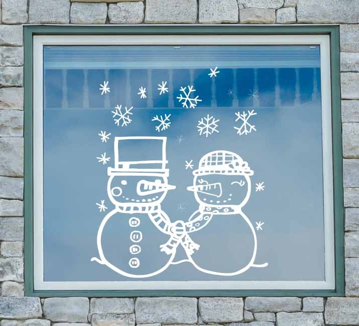 Vinil decorativo Navideño "Muñecos de Nieve"