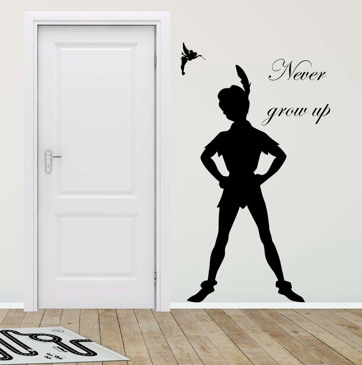 Vinilo decorativo de Peter Pan "Never grow up"